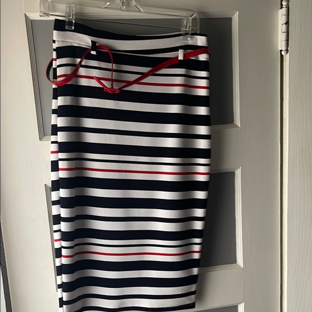agacho Black and White Midi Skirt Casual